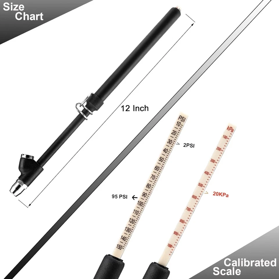 Heavy Duty Air Pressure Tire Gauge Straight-on Dual Head Chucks for Truck Car RV - Image 2 of 4
