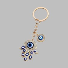 Evil Eye Crystal Keychain Hamsa Hand, Protection Charm Good Luck Keychain