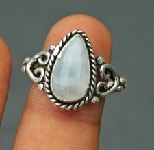 White Moonstone Ring 925 Sterling Silver Ring Handmade Gemstone Ring Women'sRing