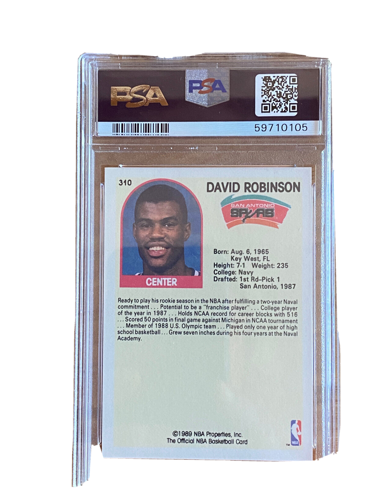 1989 NBA Hoops #310 David Robinson Graded PSA 9 Mint HOOPS ROOKIE CARD ...