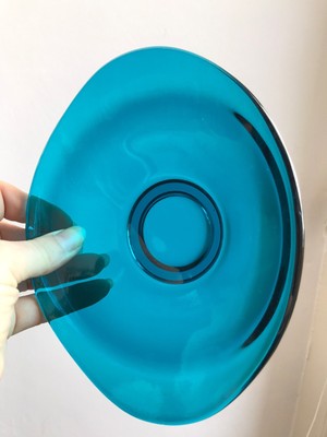 Vintage Mid Century Blau Glas Set Servierschale & fünf Schalen Sowerby Tyneside