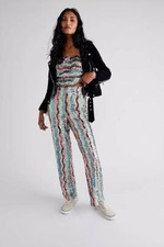 NEW FREE PEOPLE DISCO FLARE PANTS PULL ON RAINBOW SEQUIN PANTS Size 2