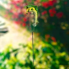 GONE FISHING MY FRIEND L@@K  GARDEN DECOR MOUTH BASS SMALL GARDEN ROCKER FISH