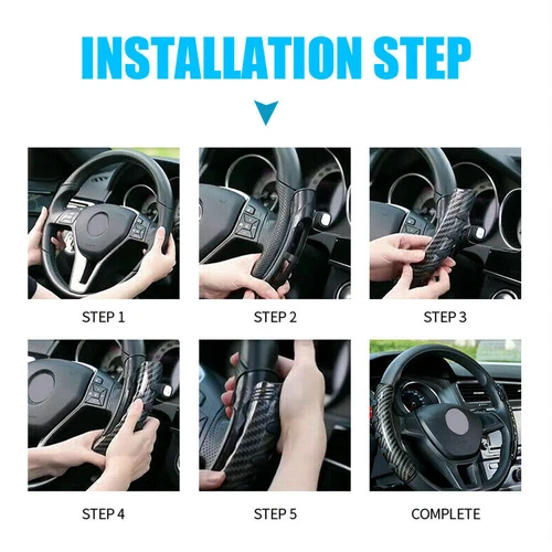 2x Cubierta Elevadora Volante Coche Fibra Carbono Antideslizante Accesorios Universales - Imagen 7 de 12