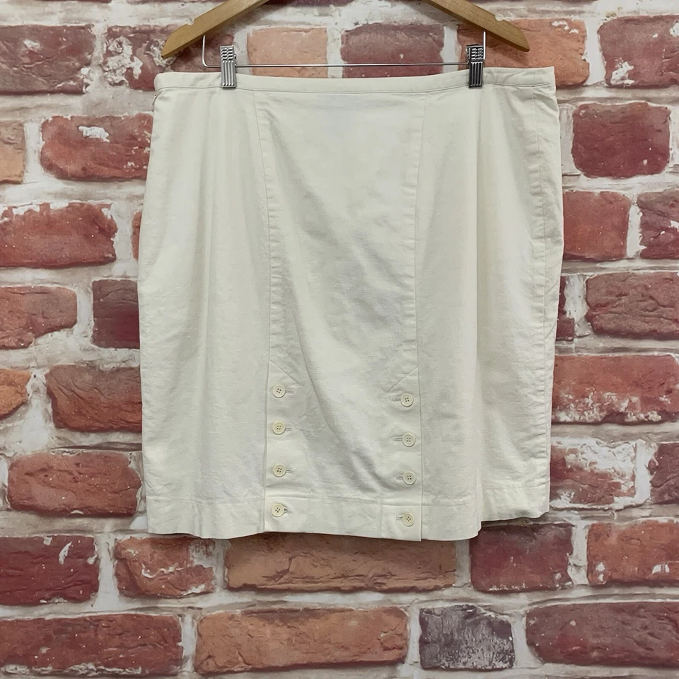 Lane Bryant Skirt Womens Size 18 Cream Career Work Office Linen Blend Zip Up - Image 4 of 4