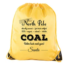 Official North Pole Coal Cinch Bag, Christmas Backpack, Santa Gift Bags!