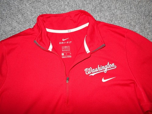 MAGLIA PULLOVER NIKE MLB WASHINGTON NATIONALS UOMO XL 1/4 ZIP MANICA LUNGA ROSSA - Foto 2 di 2