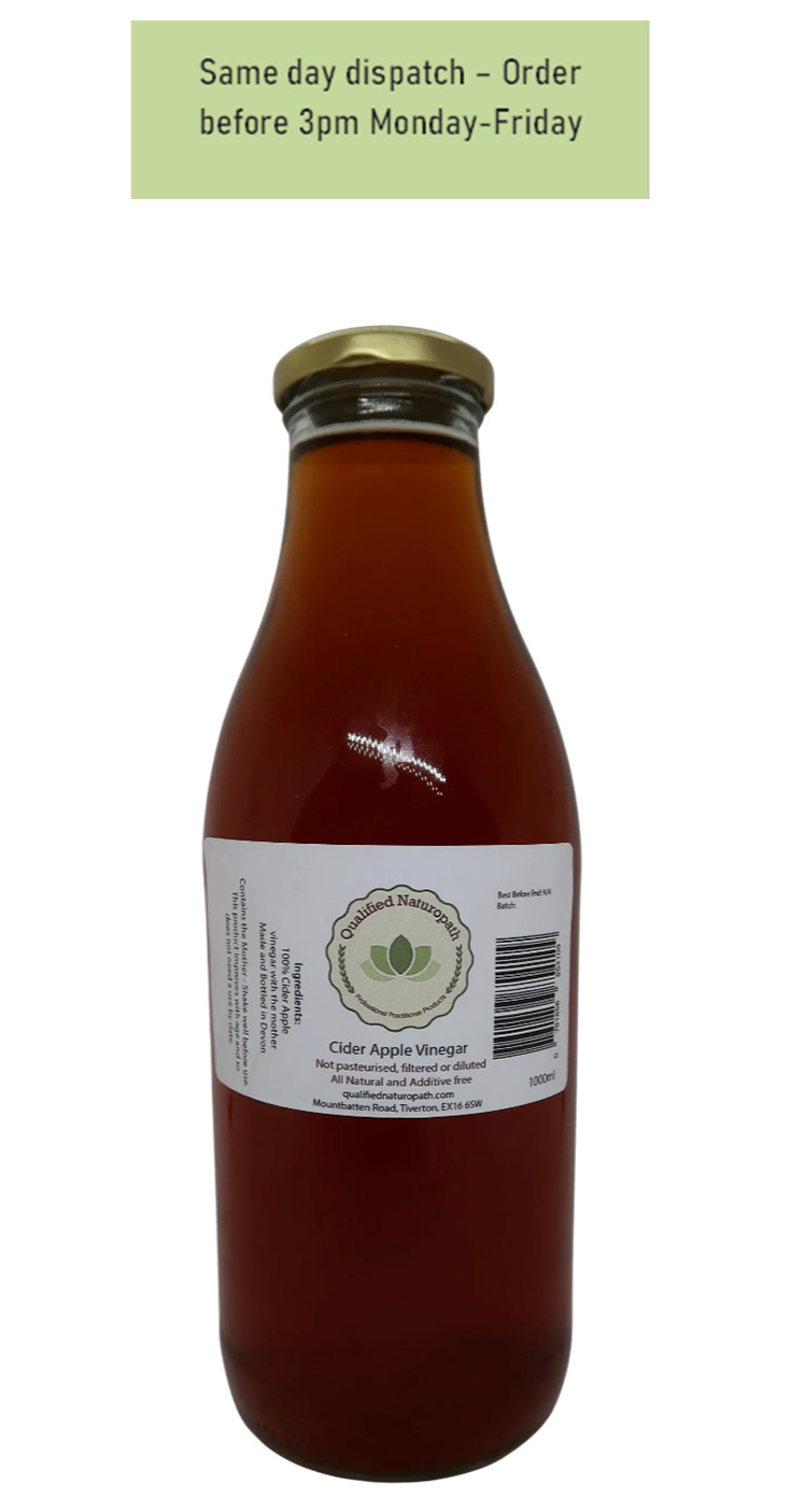 1000ml Glass Cider Apple Vinegar With Mother - Made in Devon from Organic Apples