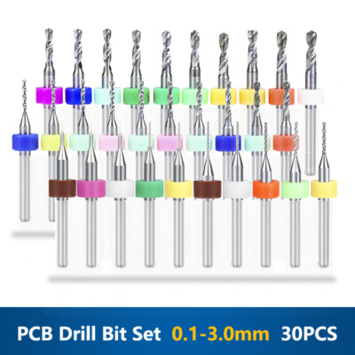 Micro PCB VHM Bohrer Set Hartmetall Schaftfräser für Dremel 30Pcs 0,1-3mm