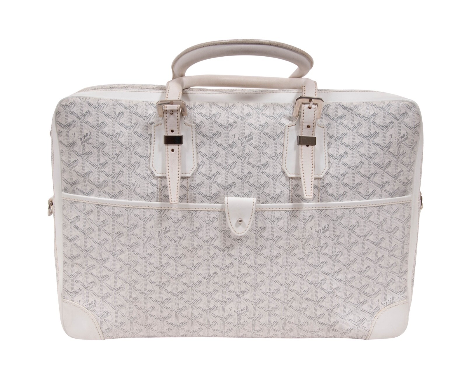 Goyard Ambassade PM Travel Bag White Briefcase Laptop Messenger Handbag