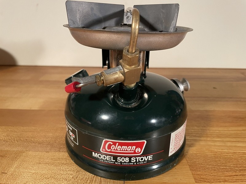 Coleman Model 508 Stove With Case 12-88 Pumps Up Passes Air