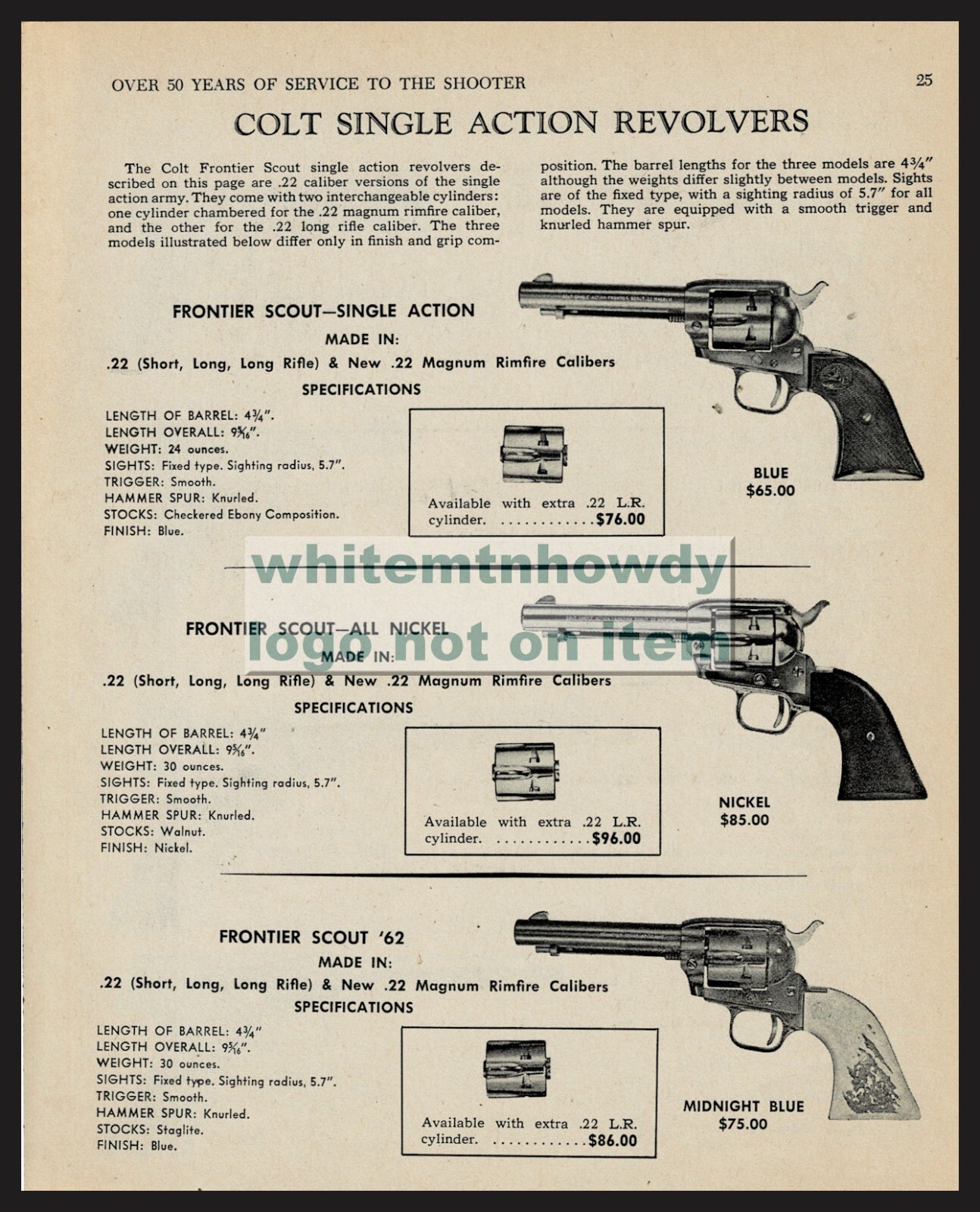 1969 COLT Frontier Scout, Frontier Scout Nickel and '62 Revolver AD