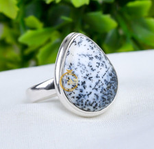 Dendrite Opal Gemstone 925 Sterling Silver Handmade Statement Boho Rings Jewelry