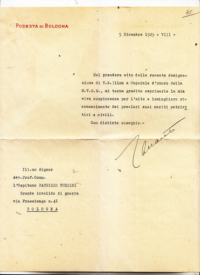 CC109-BOLOGNA-AUTOGRAPH PODESTA' ANTONIO CARRANTI