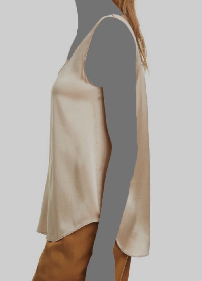 $225 Vince Women's Beige Solid Sleeveless Scoop Neck Silk