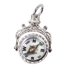 STERLING SILVER SWIVEL FOB COMPASS CHARM 