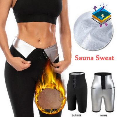 Women High Waist Sauna Sweat Shorts Pants Tummy Control Weight Loss  Leggings UK
