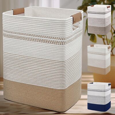 DOFASAYI Laundry Hamper - 85L Large Cotton Rope Laundry Basket with Leather H...