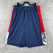 Fila Boys XL 18/20 Blue Red Athletic Shorts With Pockets Gym Activewear