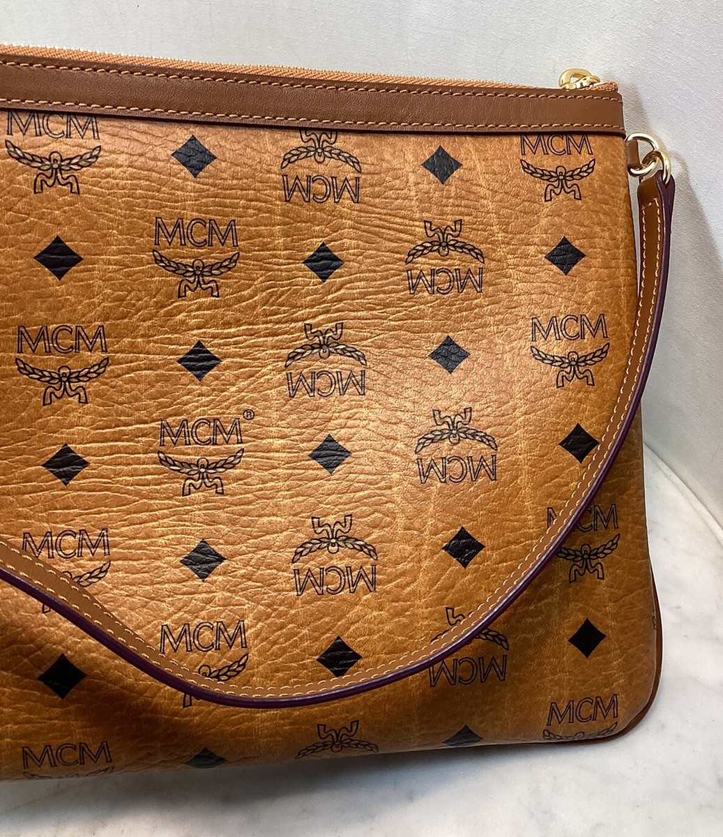 MCM バッグ ブラウン レザー Genuine MCM Brown Coated Canvas Clutch Pouch Bag | eBay