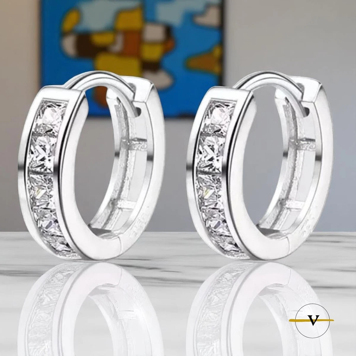 Orecchini A Cerchio In Argento 925 Con Zirconia Cubica, Placcati Rodio, A Goccia, 15 Mm, Con Confezione Regalo
