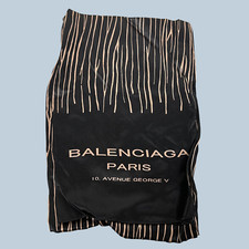 Authentic Rare BALENCIAGA PARIS Big Logo Abstract Striped Long Silk Scarf Black