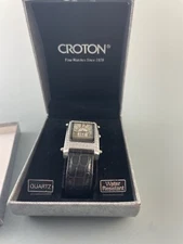 New in Box Croton Ladies Watch Rectangle MOP Face CZ Sapphire Crystal Art Deco