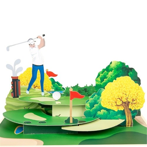 Golf 3D Popup Greeting Card,Sports Birthday Cards,Gift Cards with Envelope - Picture 6 of 8