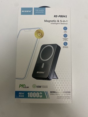 10000 mAh Wireless and cable magsafe power bank charger - Black