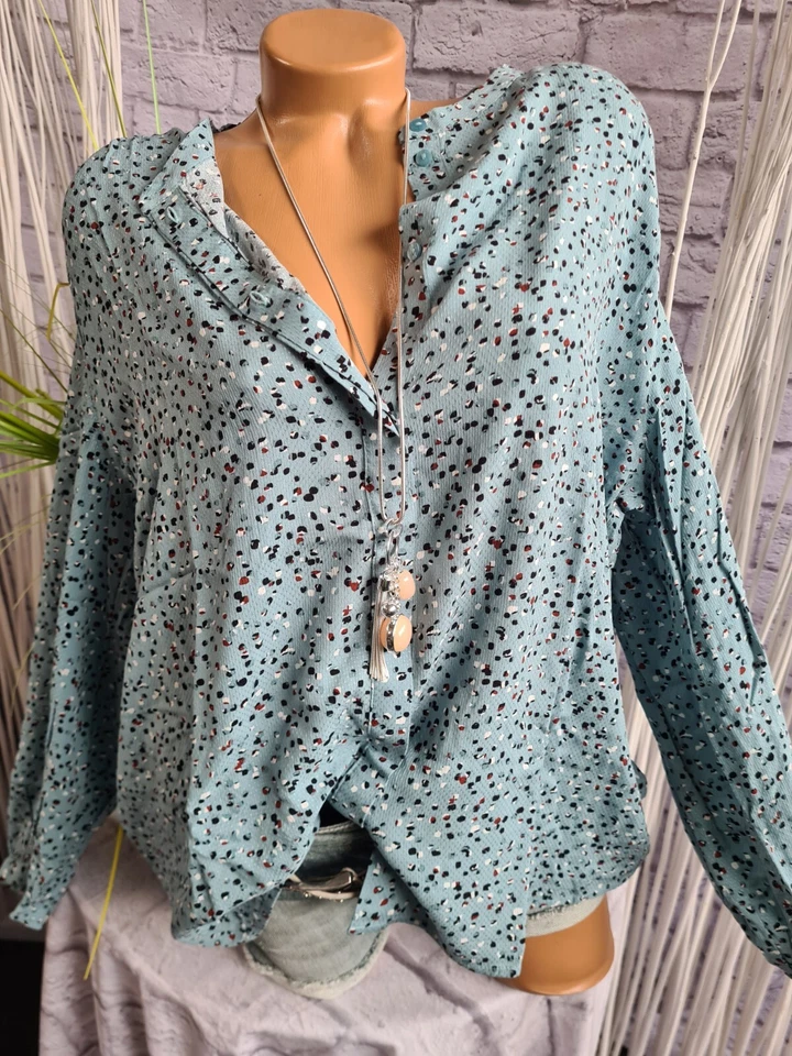 Tom Tailor Bluse Tunika Langarm Damen blau weiß meliert (6 158) NEU - Bild 2 von 4