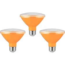 3Pack LED PAR30 Short Neck Flood Bug Light Bulbs, Amber Light, 8W, E26