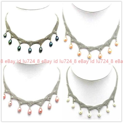 Charming 7-8mm Multicolor Cultured Freshwater Pearl Pendant Chain Necklace 18''