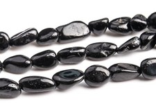 7-9MM Black Tourmaline Pebble Nugget Beads Grade AA Natural Gemstone Loose Beads