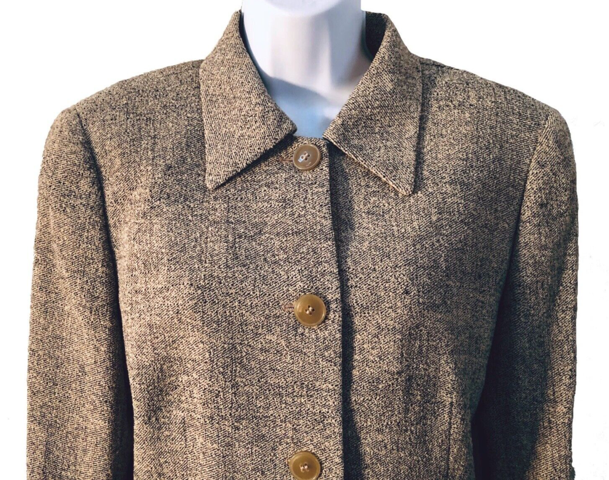 Giorgio Armani Classic Vintage 80s Tweed Beige Collared Skirt 