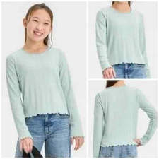 Art Class Girls' Long Sleeve Lace Trim T-Shirt S 6/7