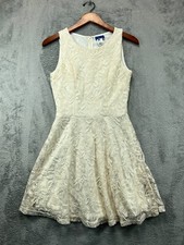 New Bell Lace Dress Womens Small Ivory Lace Floral A Line Flare Sleeveless