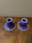 PAIR OF FENTON PLUM OPALESCENT HOBNAIL CANDLE HOLDERS GORGEOUS