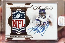 Adrian Peterson 2025 Panini Flawless Bronze NFL Shield Patch Auto /4 Sealed