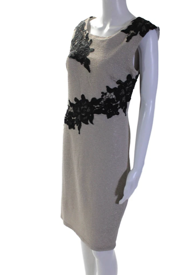 Vestido vaquero Jax para mujer bordado floral sin mangas beige negro talla 10 Foto 2 de 4