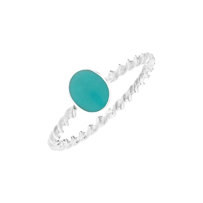 81. Generation Türkis Ring Sterlingsilber oval Edelstein gedrehtes Band Boho