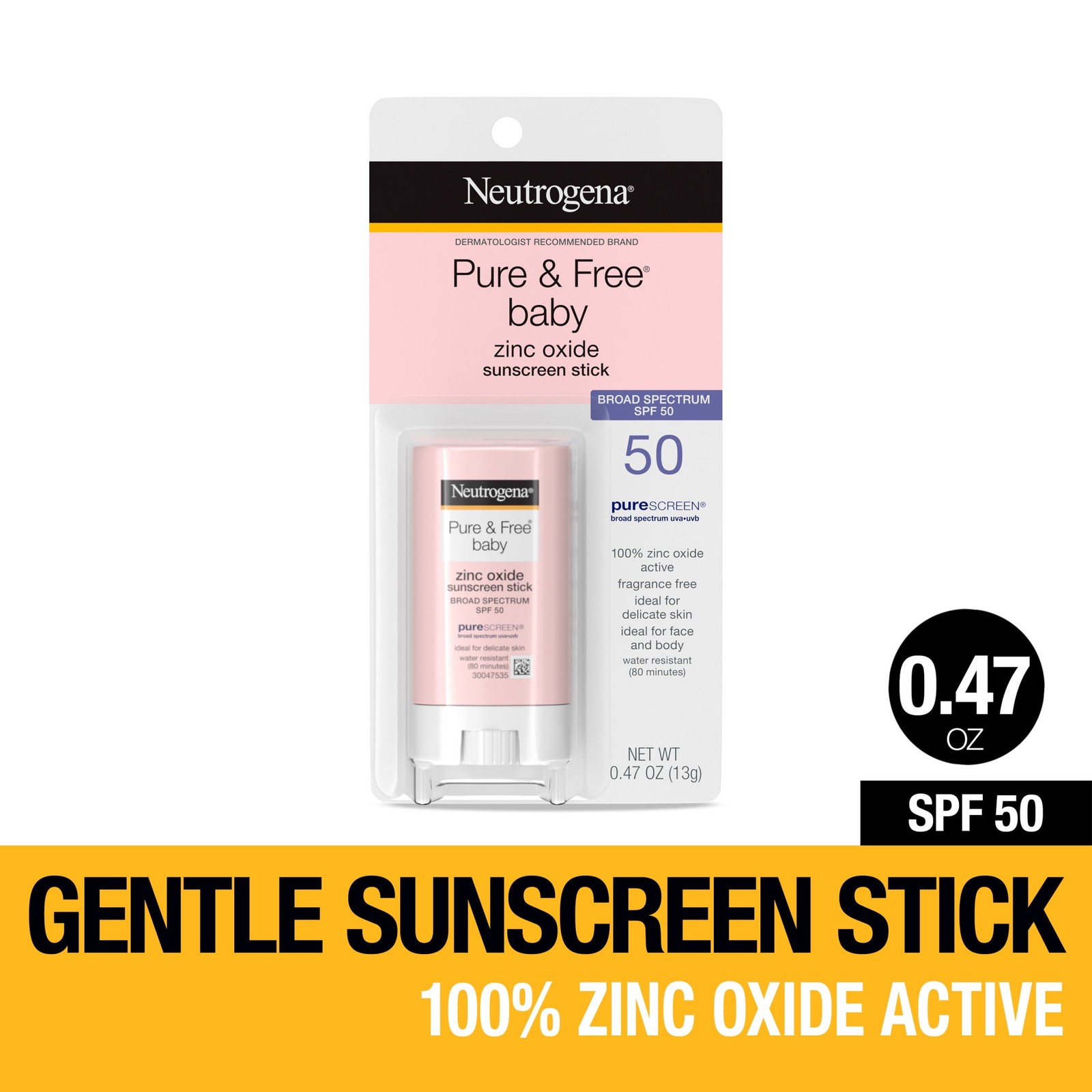 Pack of 3 Neutrogena Pure Clear Baby SPF 50 Mineral Sunscreen Stick 0.47 oz