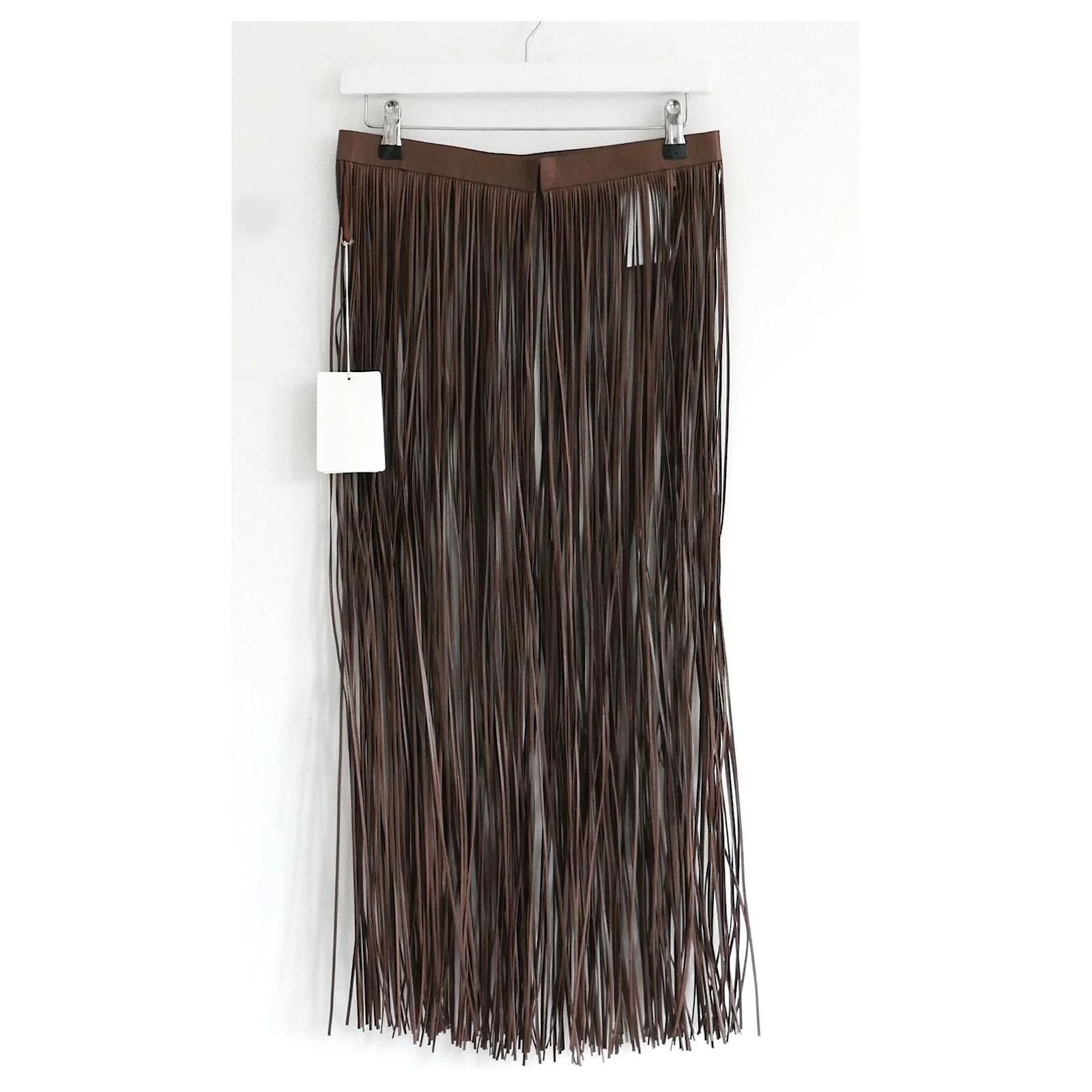 Gonna soprabito Valentino in pelle con frange IT42 UK10 £3045 nuova etichettata