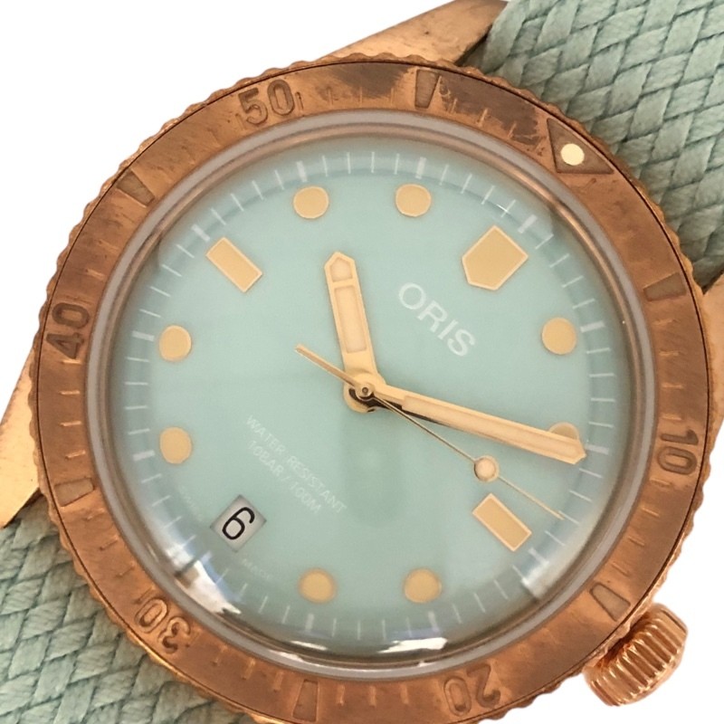 Oris Divers 65 Cotton Candy Green Gold Stainless Steel Watch 01 733 7771 3157