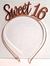 Sweet 16 Rose Gold Metal Headband Birthday Princess Tiara Accessory