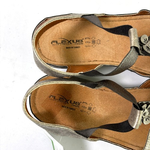 Flexus Spring Step Adede Slingback Sandals Women 40 US 9 Pewter Floral Accent - Picture 3 of 8