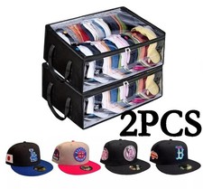 2PCS Hat Storage Dust Bag Baseball Hat Cap Organizer Clear Rack Zipper Black
