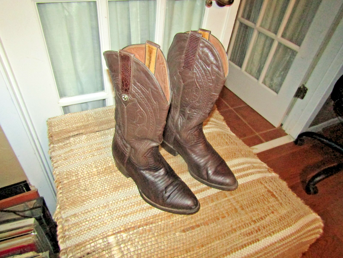 Montana Western Cowboy Boots Brown Reptile Lizard Leather  display picture 1