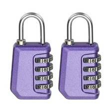 2 Pcs Combination Lock 4 Digit Locker Locks for Luggage Gym File Pearl Purple
