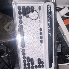 Tech Enthusiast Wireless Keyboard Retro Model Black White QWERTY English