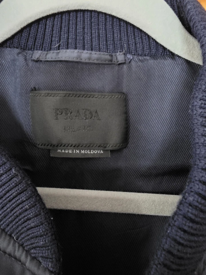 Men's Prada Milano Nylon Bomber Jacket Coat Navy Blue Size 56 US Size 46 - Image 3 of 4